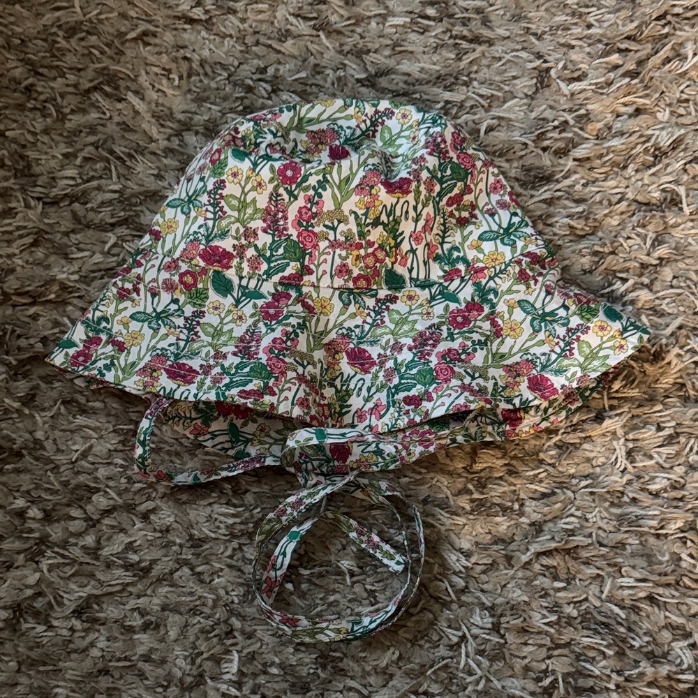 J. Crew Liberty White Bucket Hat with Floral Design
